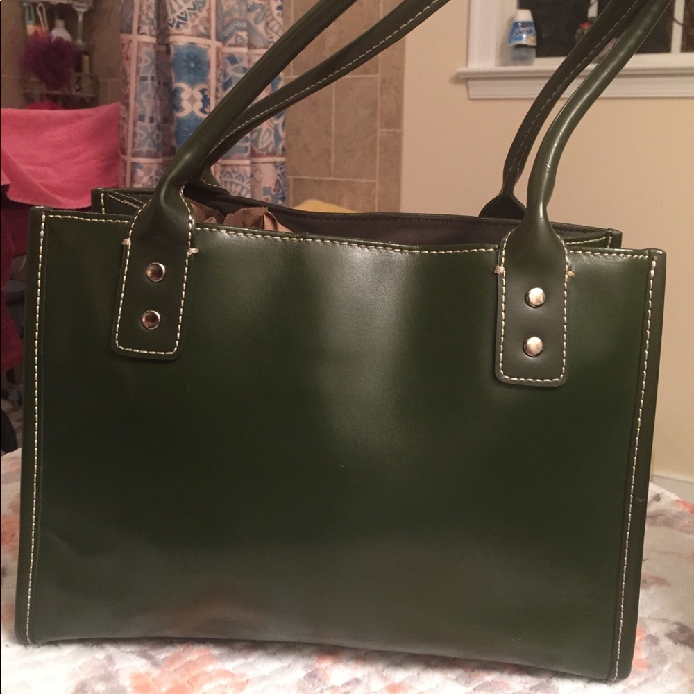 Wilson’s Leather Dark Green Satchel Bag - Picture 5 of 15